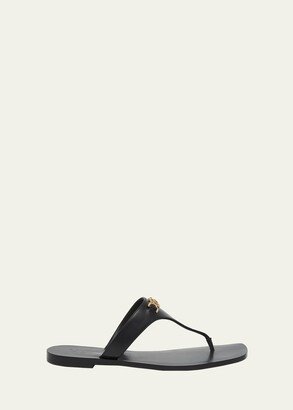 Medusa Leather Flat Thong Sandals