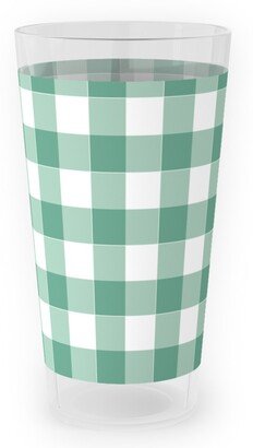 Outdoor Pint Glasses: Simple Gingham Outdoor Pint Glass, Green