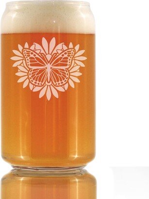 Butterfly - Beer Can Pint Glass Cute Monarch Themed Gifts & Décor For Gardeners & Entomologists 16 Oz