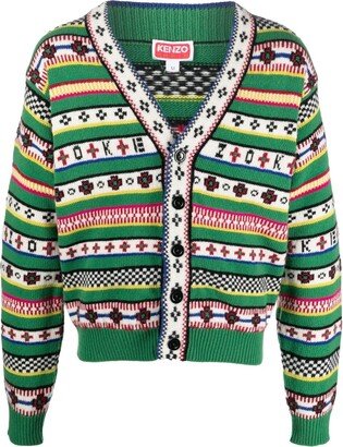 V-neck fair isle knit cardigan