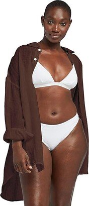 Playa Shirtdress (Ecolinen Gauze Chocolate) Women's Swimwear