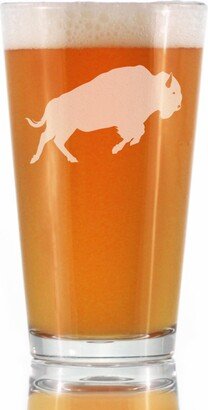 Bison - Pint Glass, 16 Oz, Etched Animals, American Buffalo Gift For Women & Men That Love