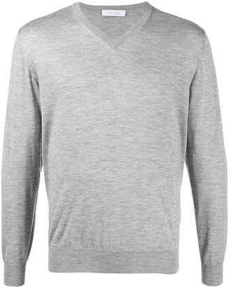 long-sleeve V-neck jumper