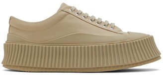 Beige Canvas Platform Sneakers