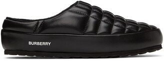 Black Leather Quilted Slippers