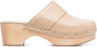 Bibi 60mm leather wooden clog