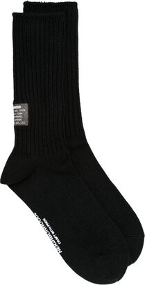 Ribbed-Knit Ankle-Length Socks