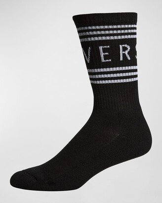 Men's Cotton-Stretch Logo Crew Socks