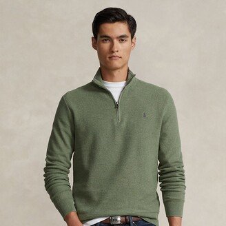 Mesh-Knit Cotton Quarter-Zip Sweater