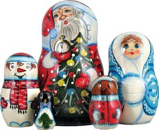 G.DeBrekht 5-Piece Santa Family Russian Matryoshka Nested Doll Set