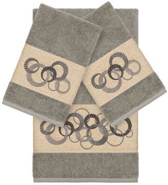 Annabel 3-Piece Embellished Towel Set - Dark Grey