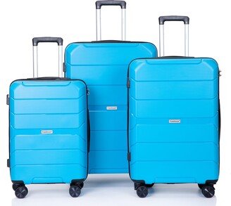 EDWINRAY Spinner Luggage Sets of 3 with TSA Lock, Expandable Hardshell Carry on Luggage Lightweight Suitcase Set 20 24 28, Light Blue