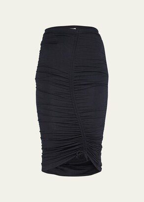 SIMKHAI Anya Matte Jersey Ruched Midi Skirt