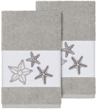 Lydia Embellished Hand Towel - Set of 2 - Light Grey