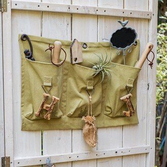 RusticReach 3-Pocket Green Canvas Organizer for Garden Tools