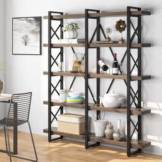 Tribesigns Industrial 5 Tier Solid Wood Bookcase, 5-Shelf Bookshelf
