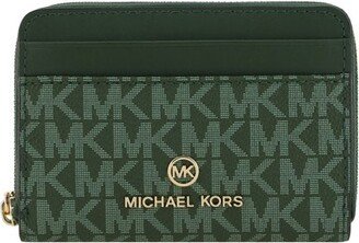 Monogrammed Logo Lettering Zipped Wallet