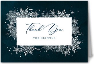 Thank You Cards: Snowflake Bash Thank You Card, Blue, 3X5, Matte, Folded Smooth Cardstock