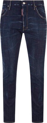 Dark Clean Wash Skater Jeans In Blue-AA