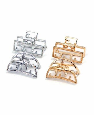 Modern Metal Rectangular Hair Jaw Mini Metal Moon Hair Jaw, Set of 4