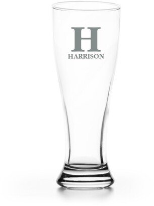 Pilsner Glasses: Classic Monogram Pilsner Glass, Glass, Pilsner Glass Double Side, White