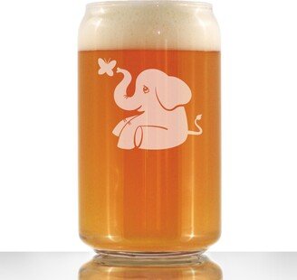 Cute Elephant - Funny Beer Can Pint Glass, Etched Sayings Whimsical Themed Decor Gifts For Women That Love Elephants