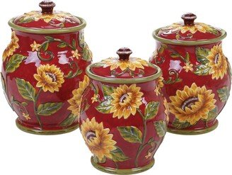 Sunset Sunflower 3-Pc. Canister Set