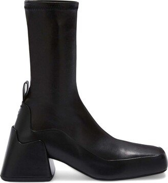 Block-Heel Leather Boots-AA