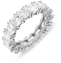 By Adina Eden Adinas Jewels Princess Cut Cubic Zirconia Eternity Band Ring in Sterling Silver