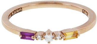 Yellow and Pink Sapphire Baguette Rose Gold Ring