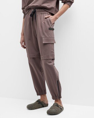 Monili-Trim Drawstring Cotton Felpa Cargo Joggers