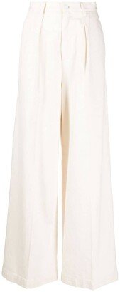 Wide-Leg Cotton Trousers-AR