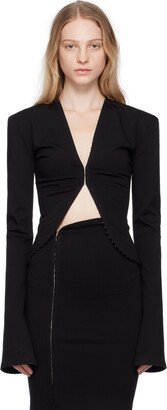 Jade Cropper Black Hook-Eye Cardigan