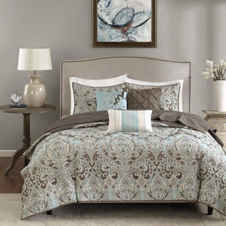 Gracie Mills Geneva 6Piece Quilted Coverlet Set, Brown - Full/Queen