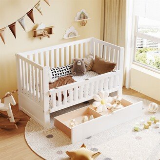 TONWIN Crib with Drawers and Adjustble Height