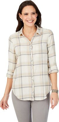 Women's Charlie Long Sleeve with ROLL TAB Frost Plaid Blouse