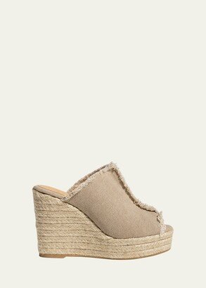 Fatima Frayed Canvas Slide Espadrilles-AA