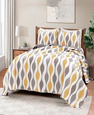 Mid Century Geo Geometric 3-Piece Quilt Set, King