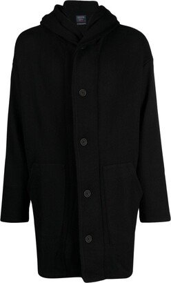 Long-Sleeved Hooded Single-Breasted Coat