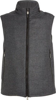 Wool-Silk Diagonal-Weave Gilet