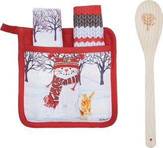 Snow Cat Potholder Gift Set