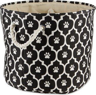 Contemporary Home Living 18 Black Decorative Round Large Lattice Paw Pet Storage Bin