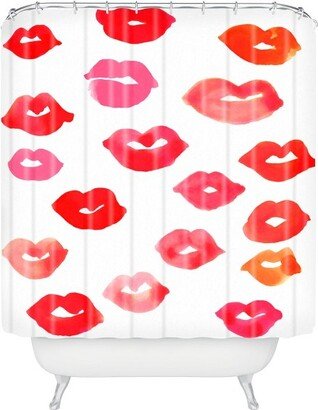 Le Baiser Lips Shower Curtain Red