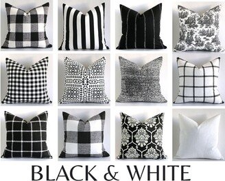 Black & White Modern Farmhouse Lumbar Throw Pillows, 10