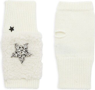 Embellished Faux Fur Fingerless Gloves