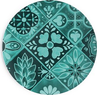 Salad Plates: Watercolor Talavera Tiles Salad Plate, Green