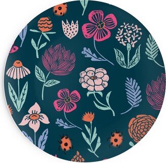 Salad Plates: Spring Botanicals Linocut - Multi Salad Plate, Multicolor