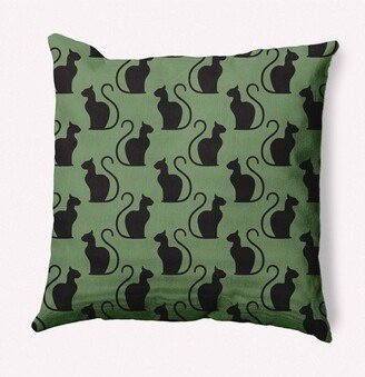 16x16 Spooky Cats Square Throw Pillow Sage Green