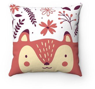 Woodland Fox Children's Throw Pillow, Rustic Nursery Decor, Handmade Cute Animal Pillow For Kids Room, Forest Creatures Decorative