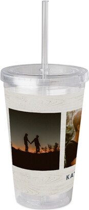 Travel Mugs: Text Gallery Of Three Acrylic Tumbler With Straw, 16Oz, Multicolor